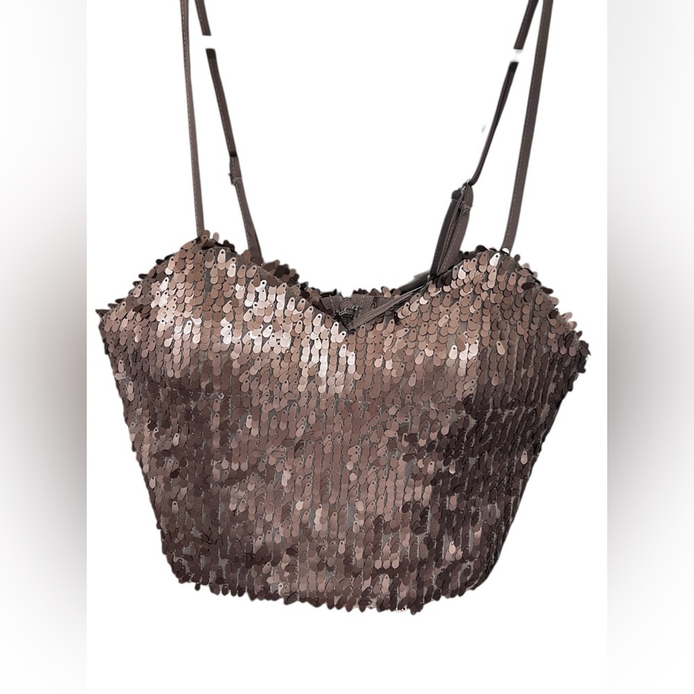 Charlotte Russe Rose Gold Sequin Top